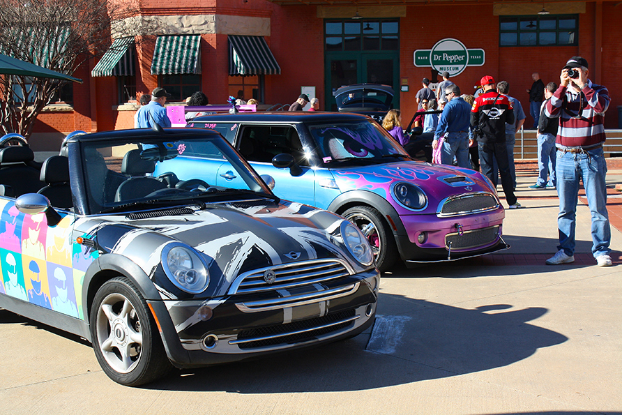 MINIs on display, including the world-famous 'Blaze!'