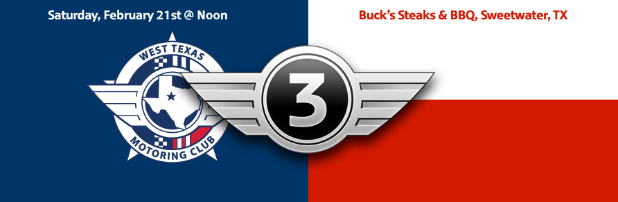 Cars from Abilene, Midland, and Lubbock motored over to Sweetwater for steaks and BBQ at Buck's